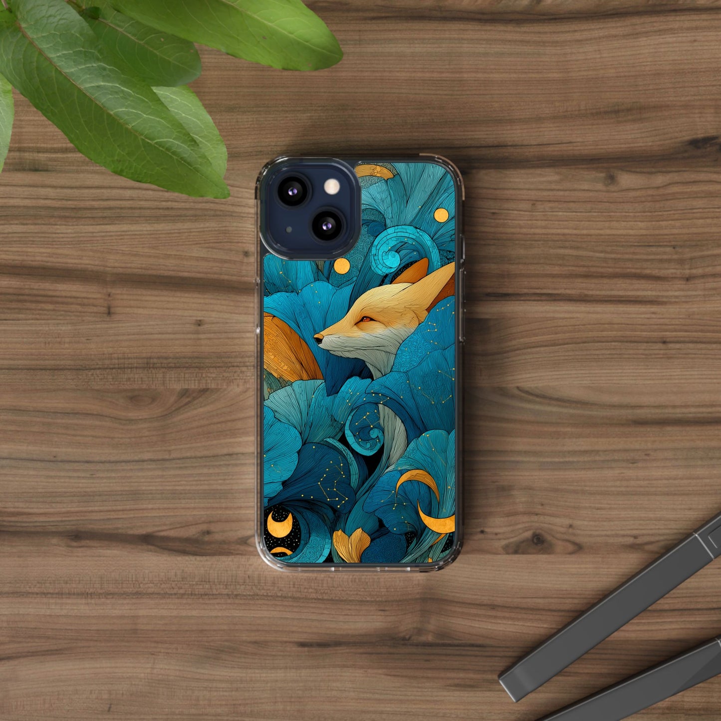 Vibrant Fox Clear Phone Case - Boho Floral iPhone Cover Nature Inspired Gift