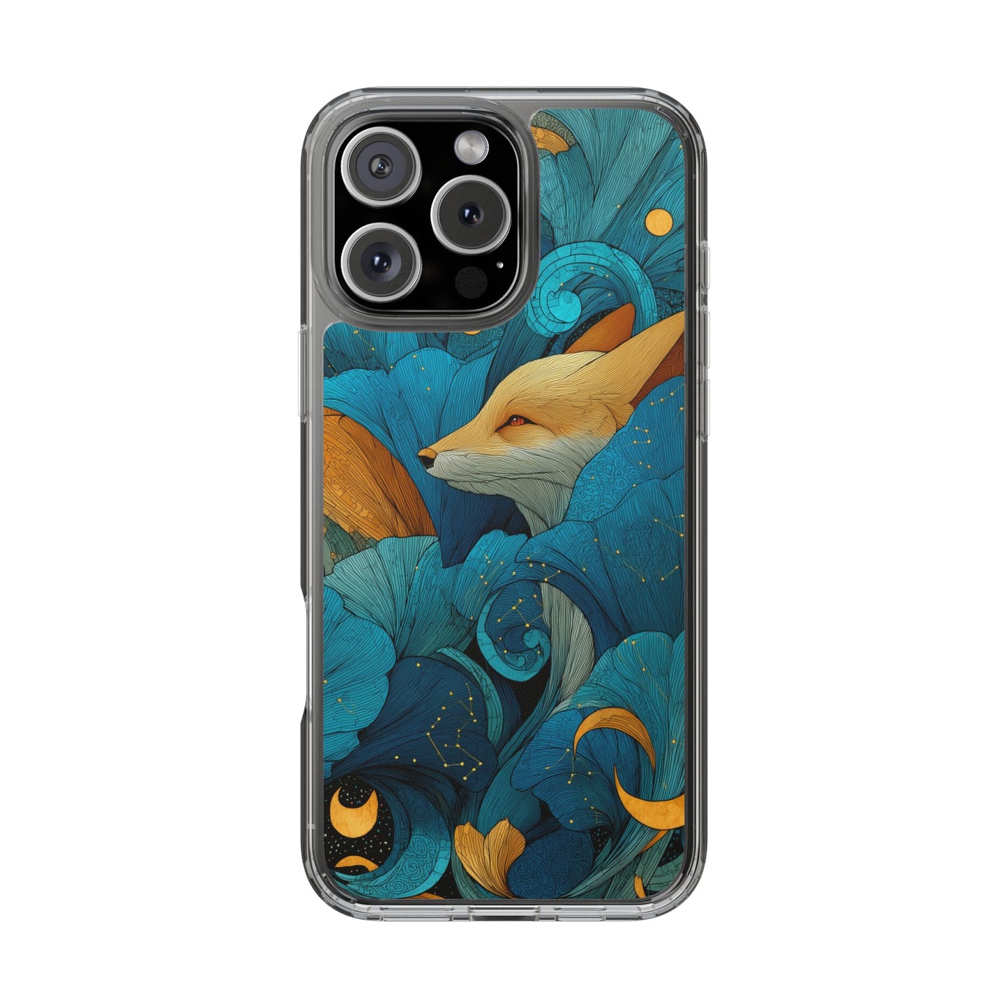 Vibrant Fox Clear Phone Case - Boho Floral iPhone Cover Nature Inspired Gift