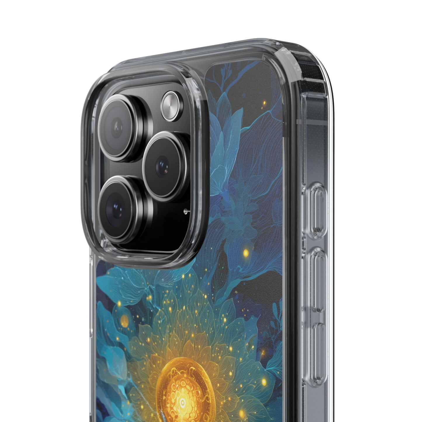 Celestial Nocturnal Bloom Clear Phone Case - Protective, Artistic Design for Nature Lovers