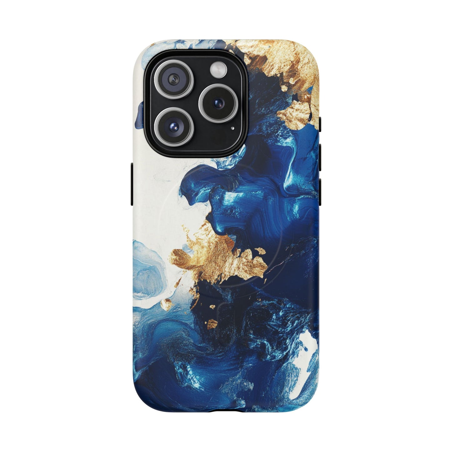 Stylish Tough Magnetic Phone Case – Durable & Chic Golden Blue Design for Smartphone Protection