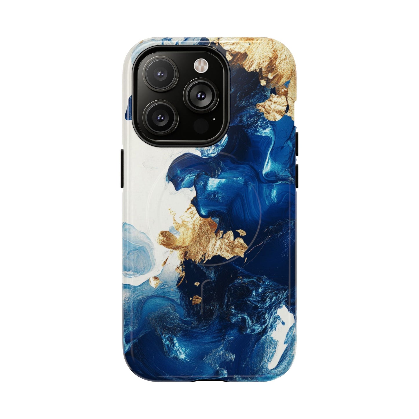 Stylish Tough Magnetic Phone Case – Durable & Chic Golden Blue Design for Smartphone Protection