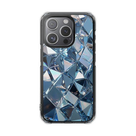 Iridescent Blue Chrome Diamond Magnetic iPhone Case