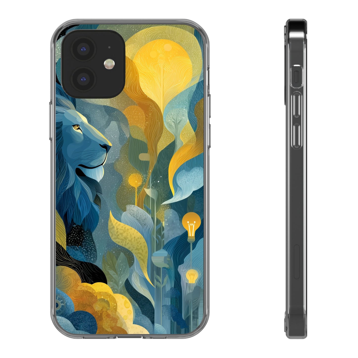 Artistic Lion Design Clear Phone Case | Nature-Inspired Protection for Animal Lovers