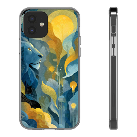 Artistic Lion Design Clear Phone Case | Nature-Inspired Protection for Animal Lovers