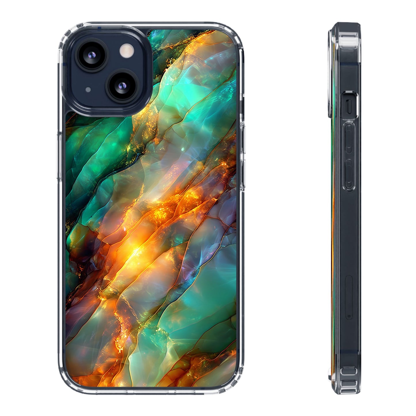 Radiant Gemstone Marble Inspired Clear iPhone Case