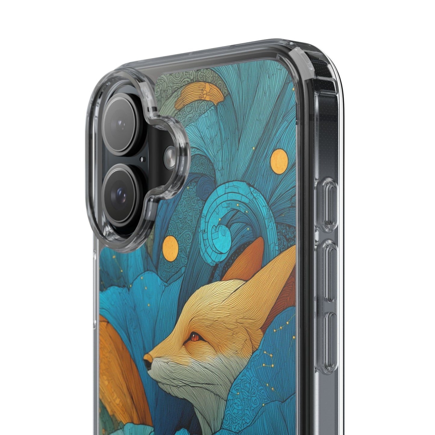 Vibrant Fox Clear Phone Case - Boho Floral iPhone Cover Nature Inspired Gift