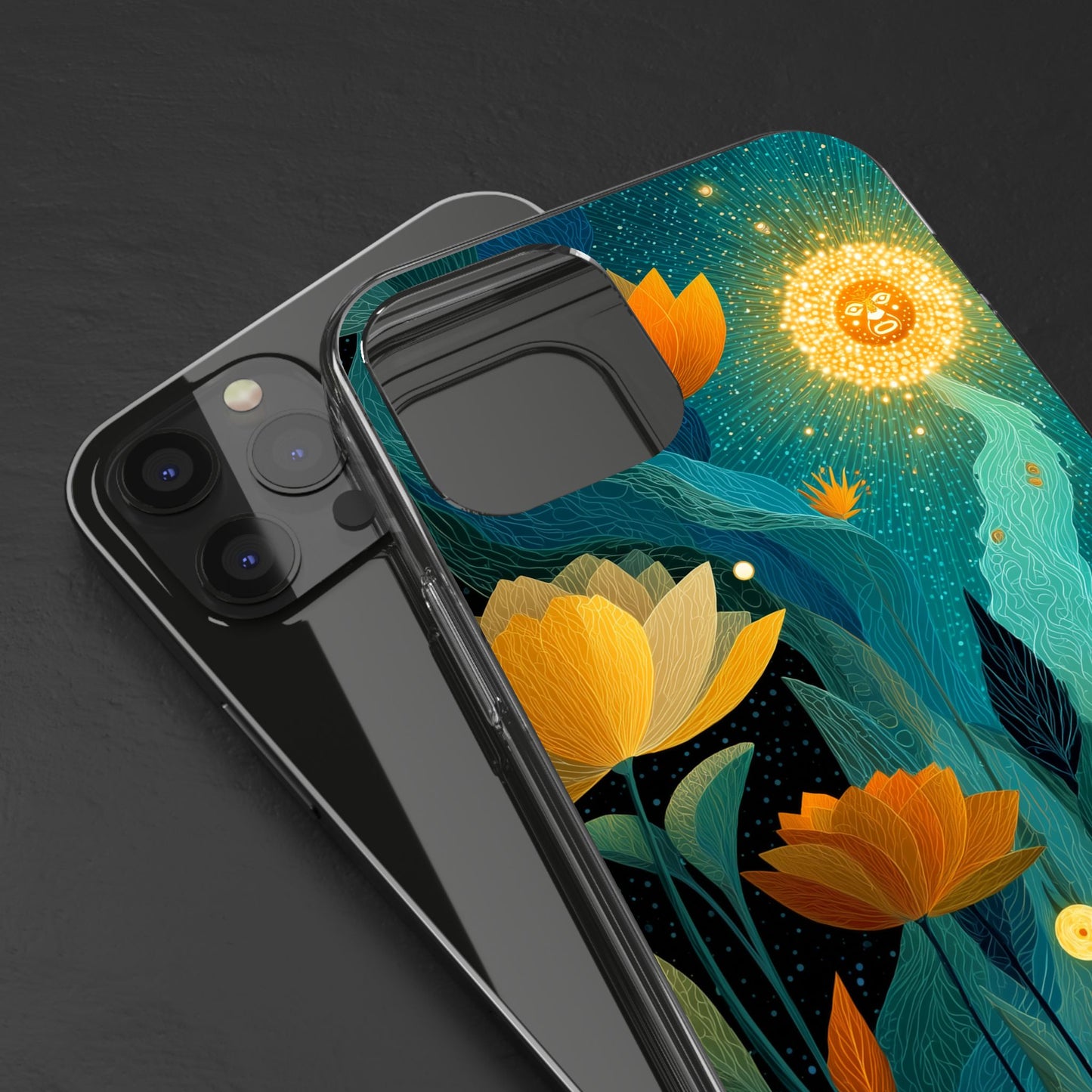 Deep Radiant Nature - Clear iPhone Case with Floral Design
