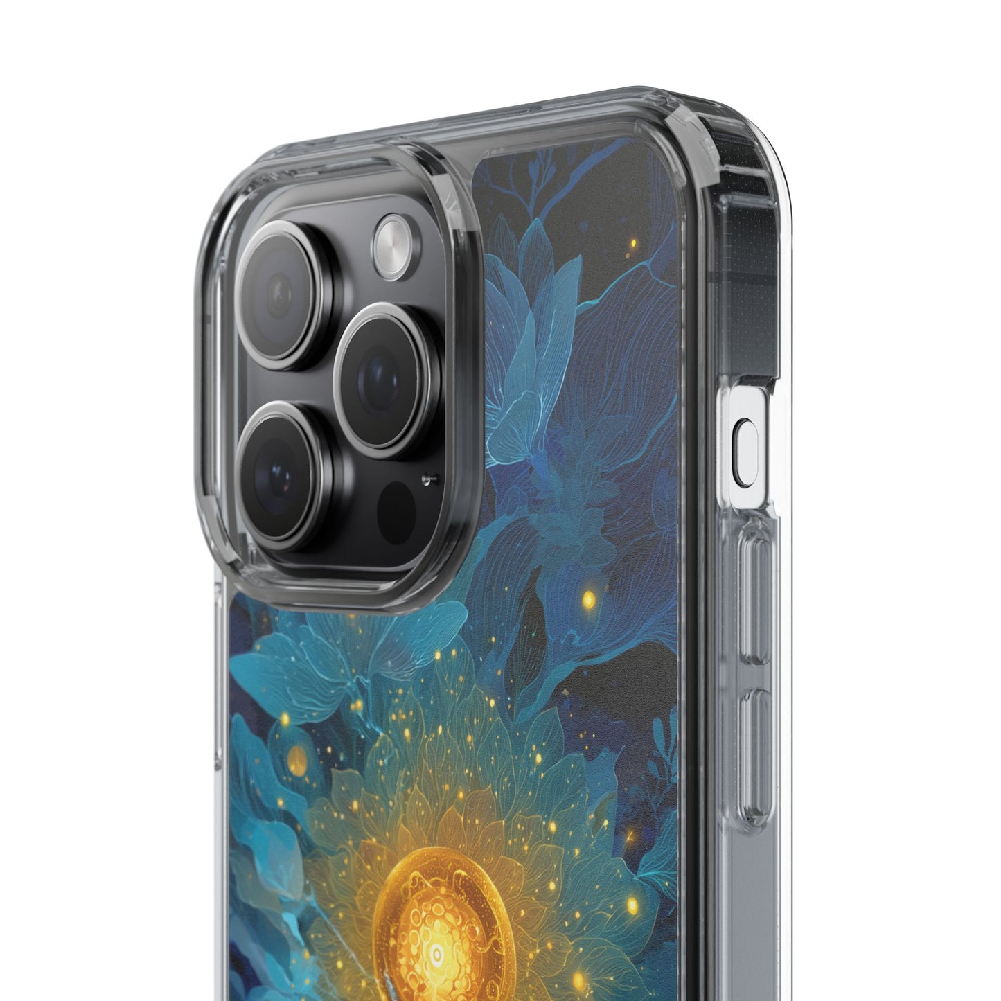 Celestial Nocturnal Bloom Clear Phone Case - Protective, Artistic Design for Nature Lovers