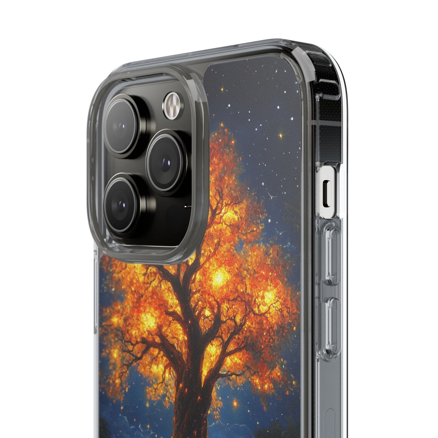 Nocturnal Illumination Tree Phone Case - Clear iPhone Cover with Glowing Autumn Design