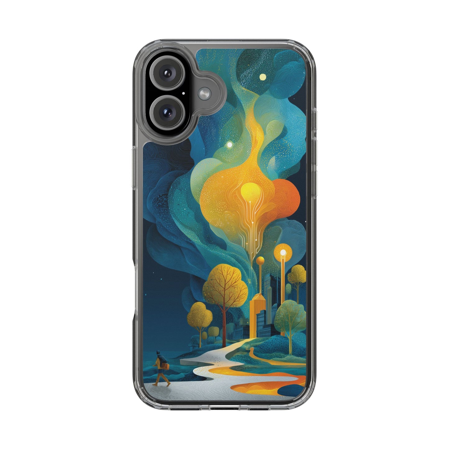 Electric City Forest Phone Case – Glowing Urban Jungle with Vibrant Nature Fusion