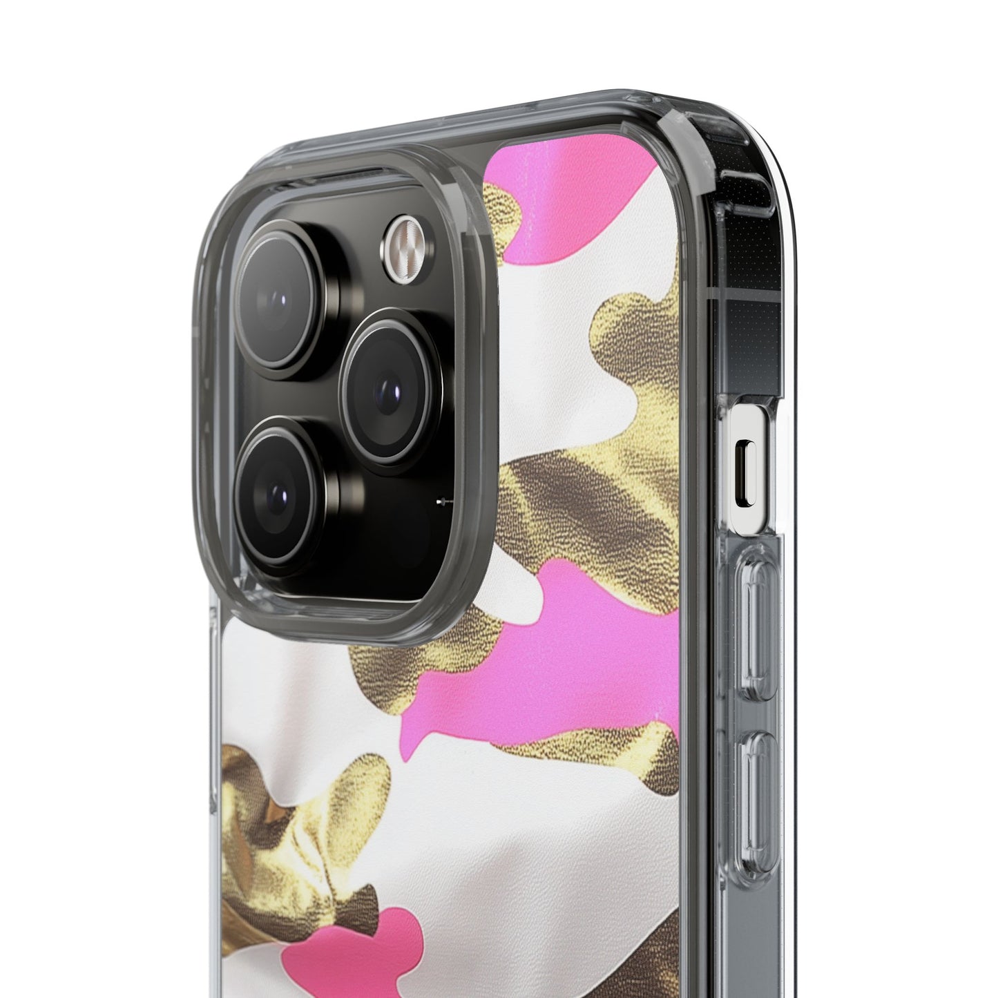 Gold and Pink Camo Phone Case – Stylish Clear Protective Design
