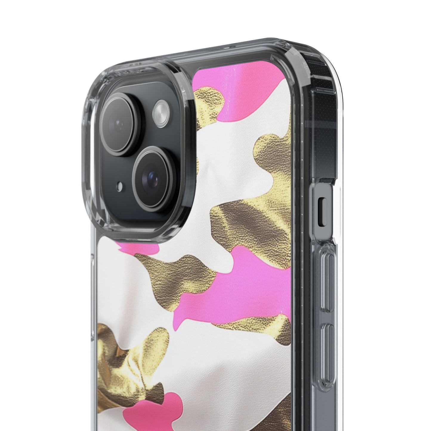 Gold and Pink Camo Phone Case – Stylish Clear Protective Design