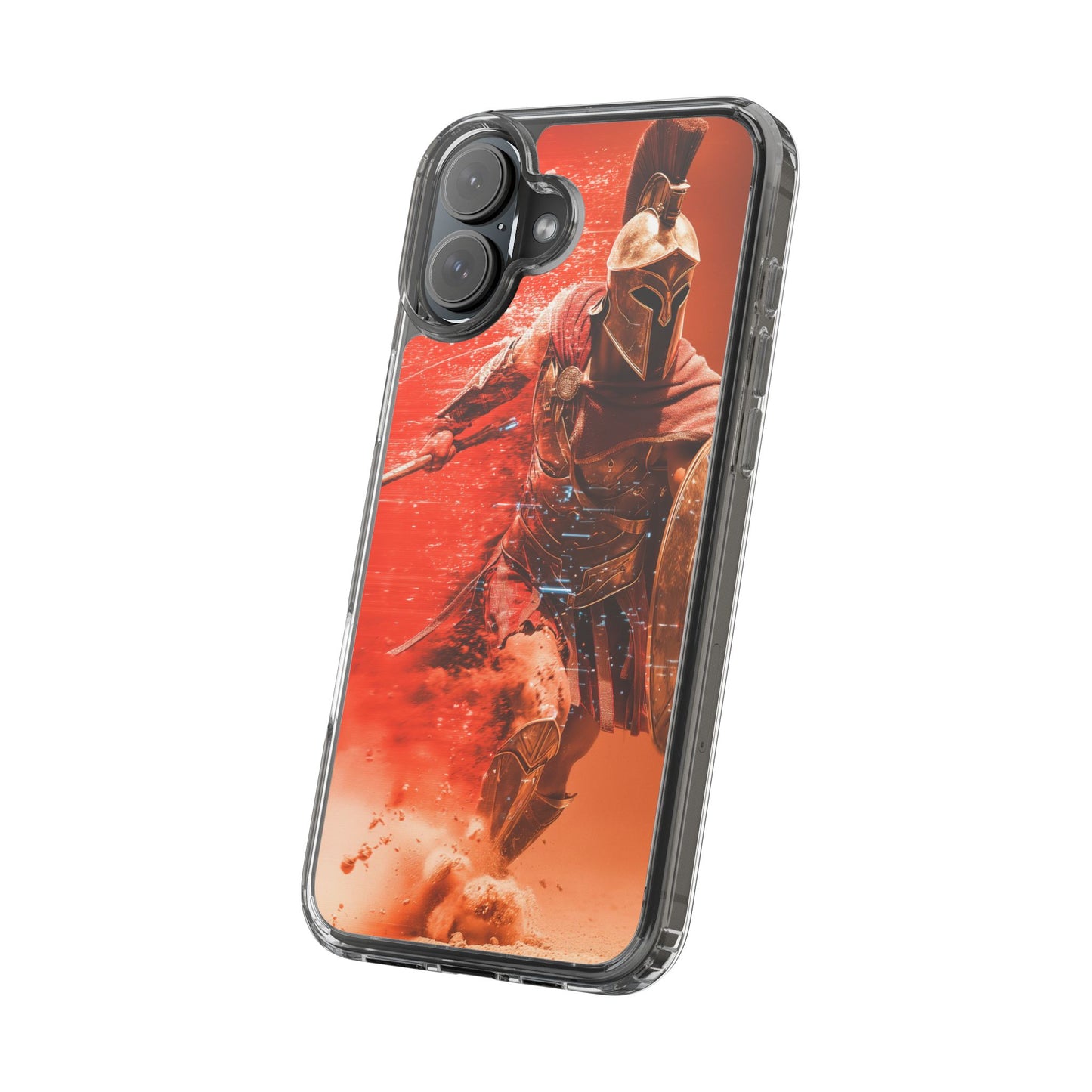 Spartan "Big Duster" Warrior Clear Phone Case - Unique Design for Protection & Style