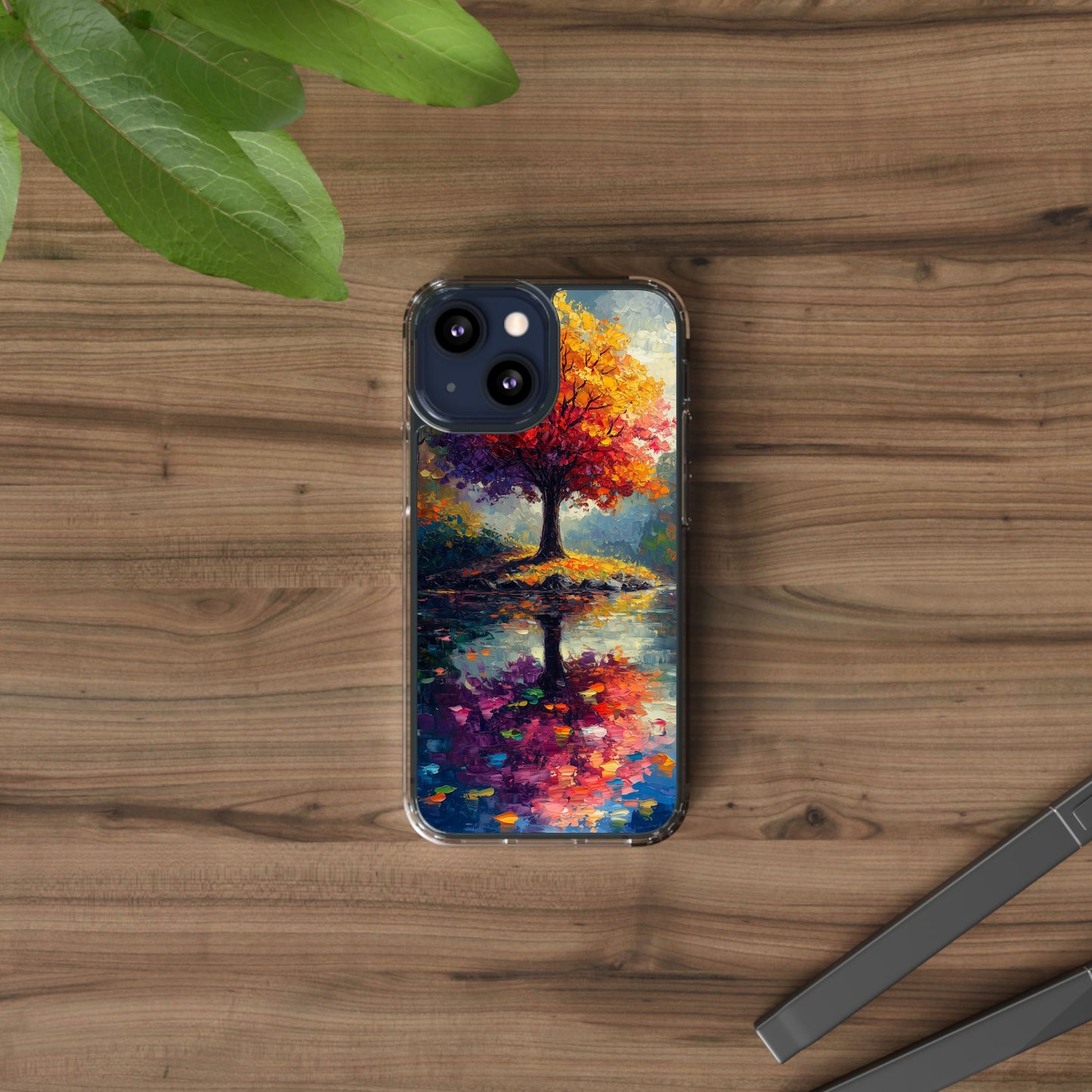 Autumn Landscape Phone Case - Clear Case with Vibrant Tree Design