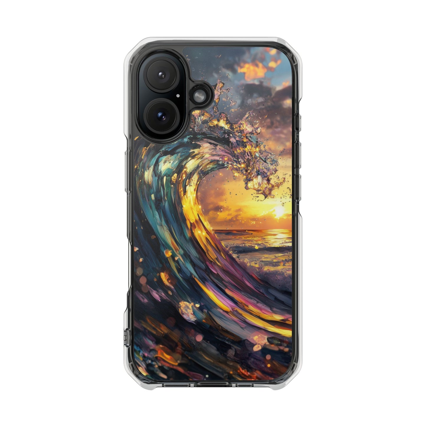 Iridescent Sunset Wave Magnetic Clear iPhone Case