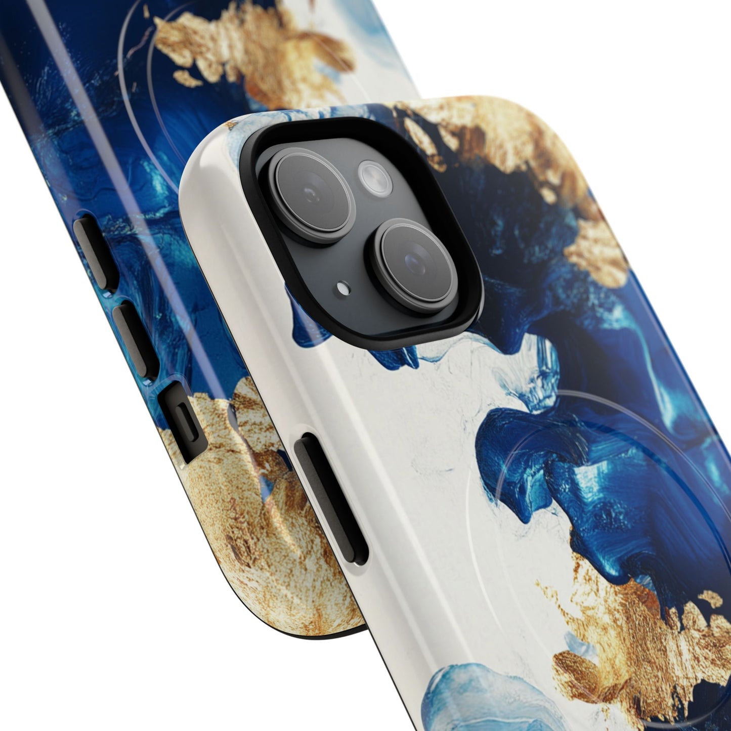 Stylish Tough Magnetic Phone Case – Durable & Chic Golden Blue Design for Smartphone Protection