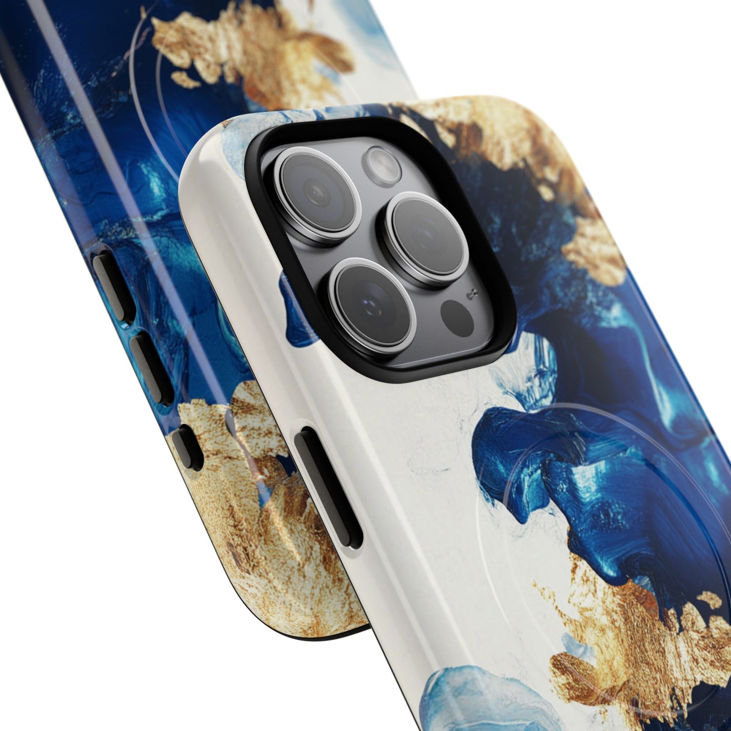 Stylish Tough Magnetic Phone Case – Durable & Chic Golden Blue Design for Smartphone Protection