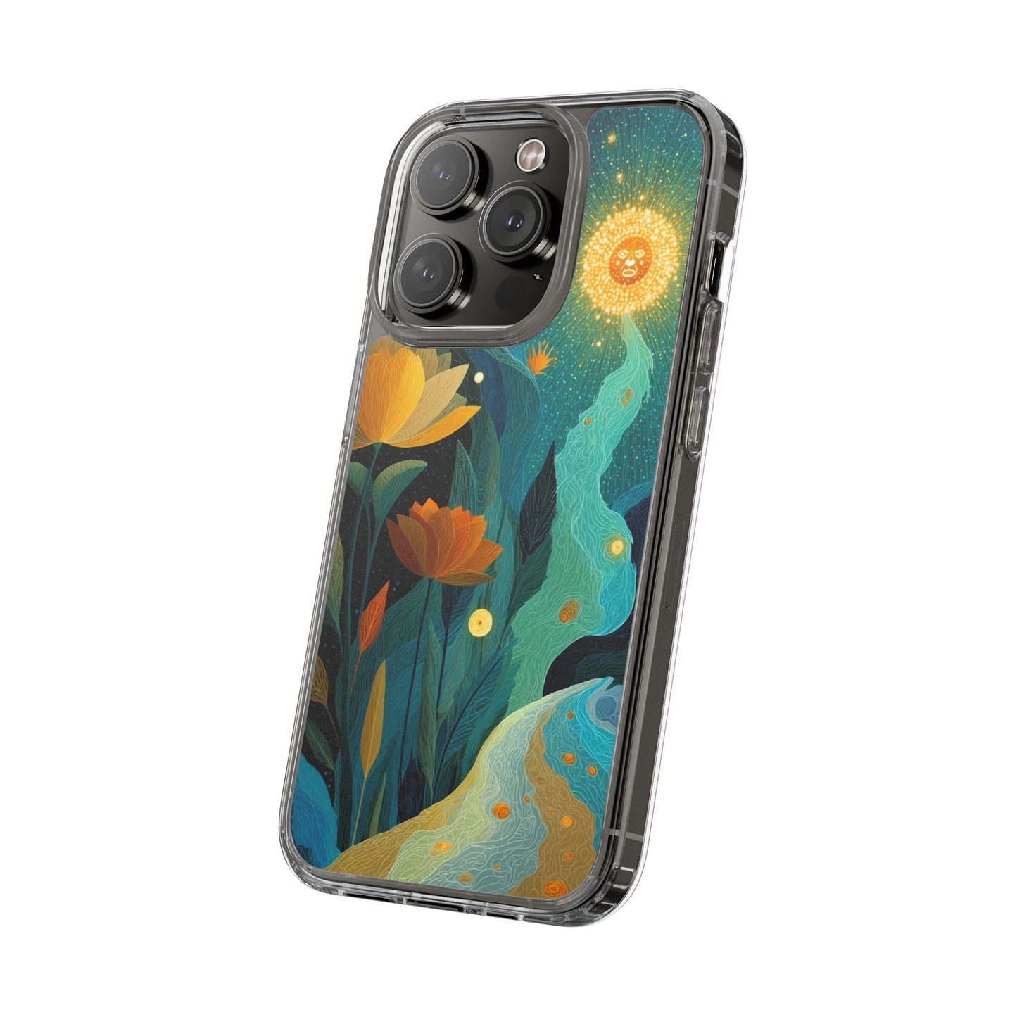 Deep Radiant Nature - Clear iPhone Case with Floral Design