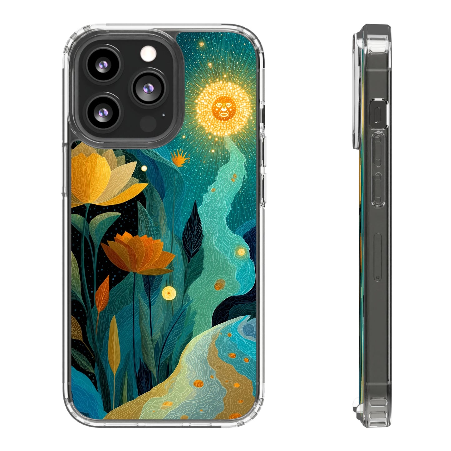 Deep Radiant Nature - Clear iPhone Case with Floral Design