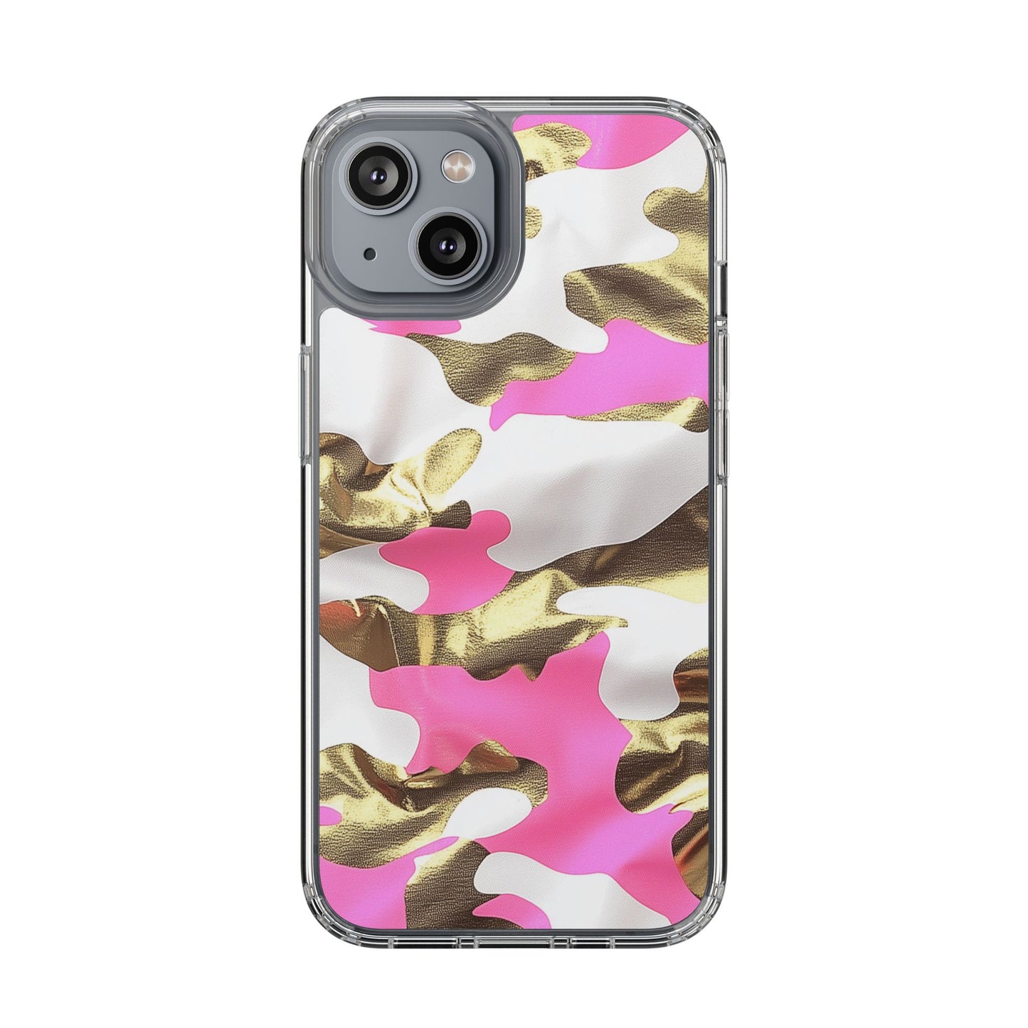 Gold and Pink Camo Phone Case – Stylish Clear Protective Design