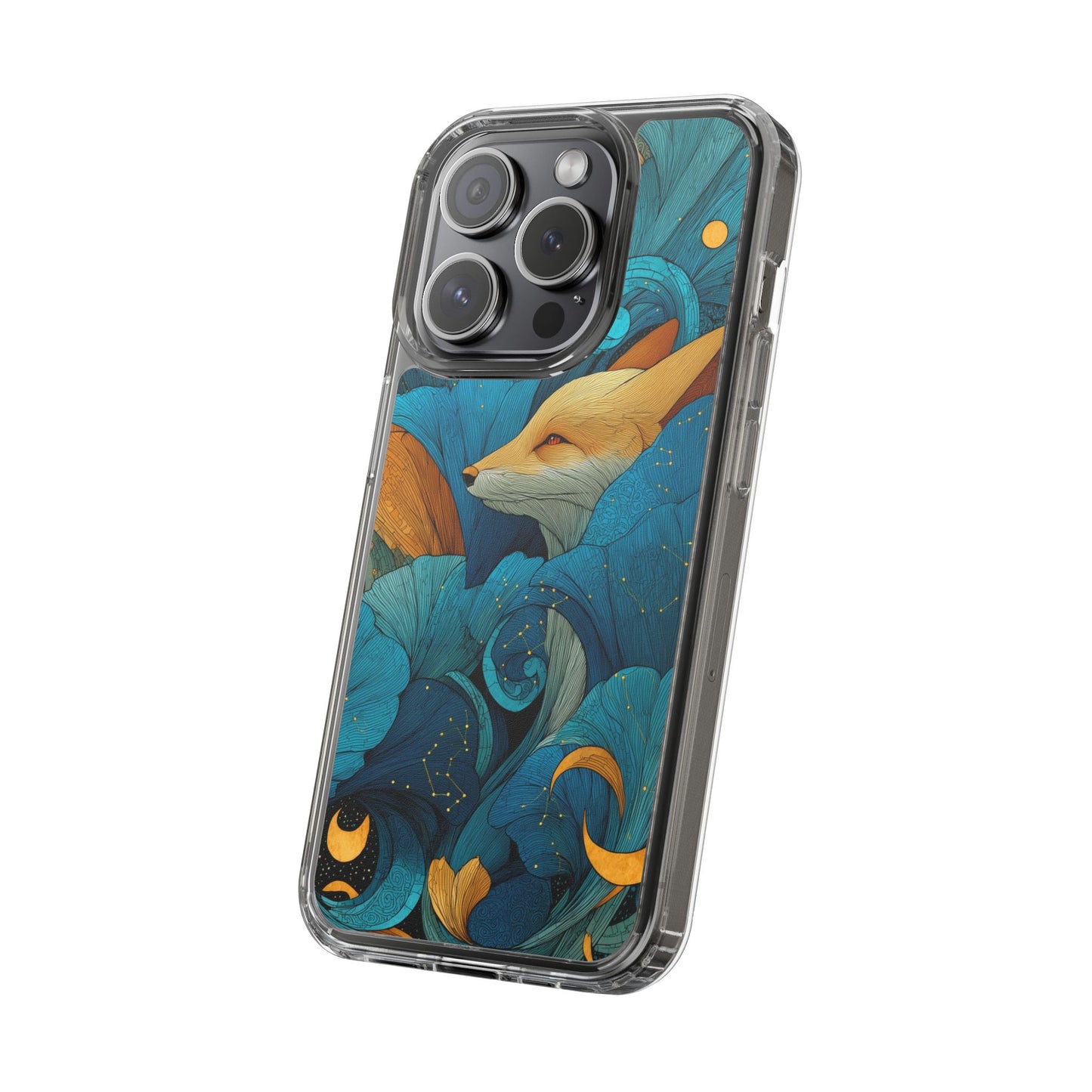 Vibrant Fox Clear Phone Case - Boho Floral iPhone Cover Nature Inspired Gift