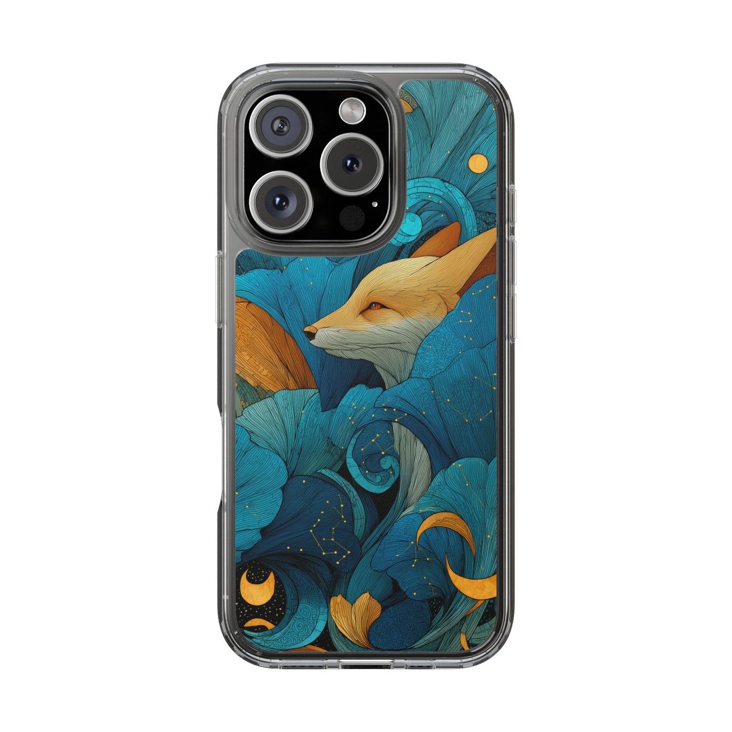 Vibrant Fox Clear Phone Case - Boho Floral iPhone Cover Nature Inspired Gift