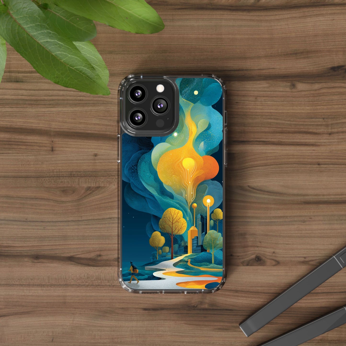 Electric City Forest Phone Case – Glowing Urban Jungle with Vibrant Nature Fusion