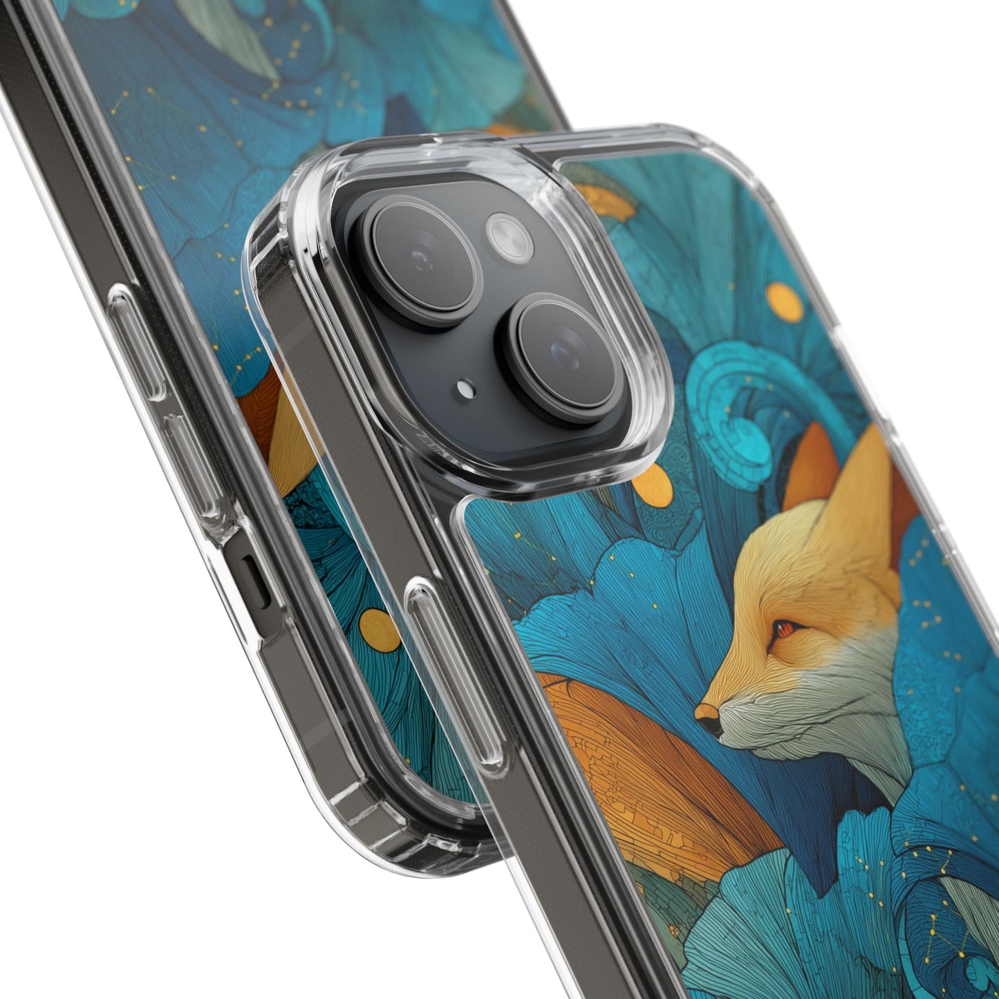 Vibrant Fox Clear Phone Case - Boho Floral iPhone Cover Nature Inspired Gift