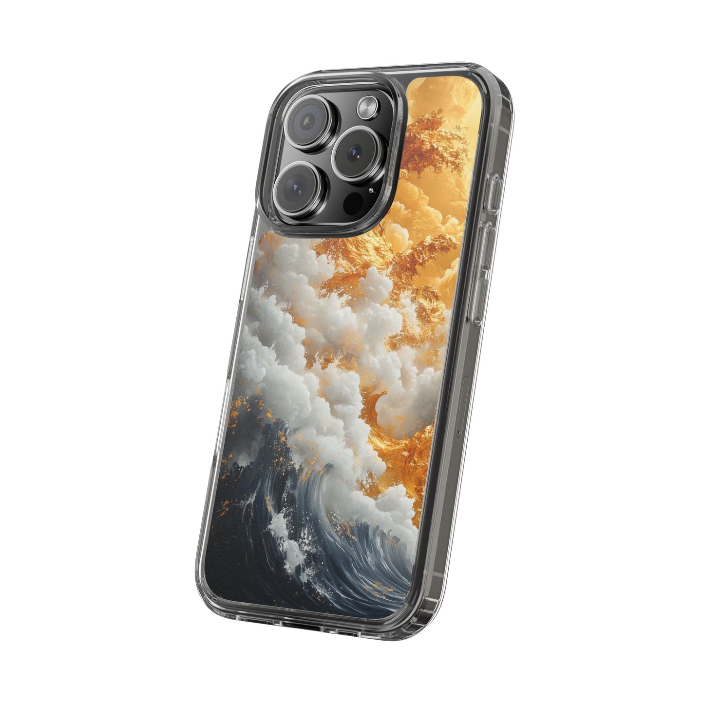 Golden Wave Clear iPhone Case - Stylish Protection for Your Smartphone