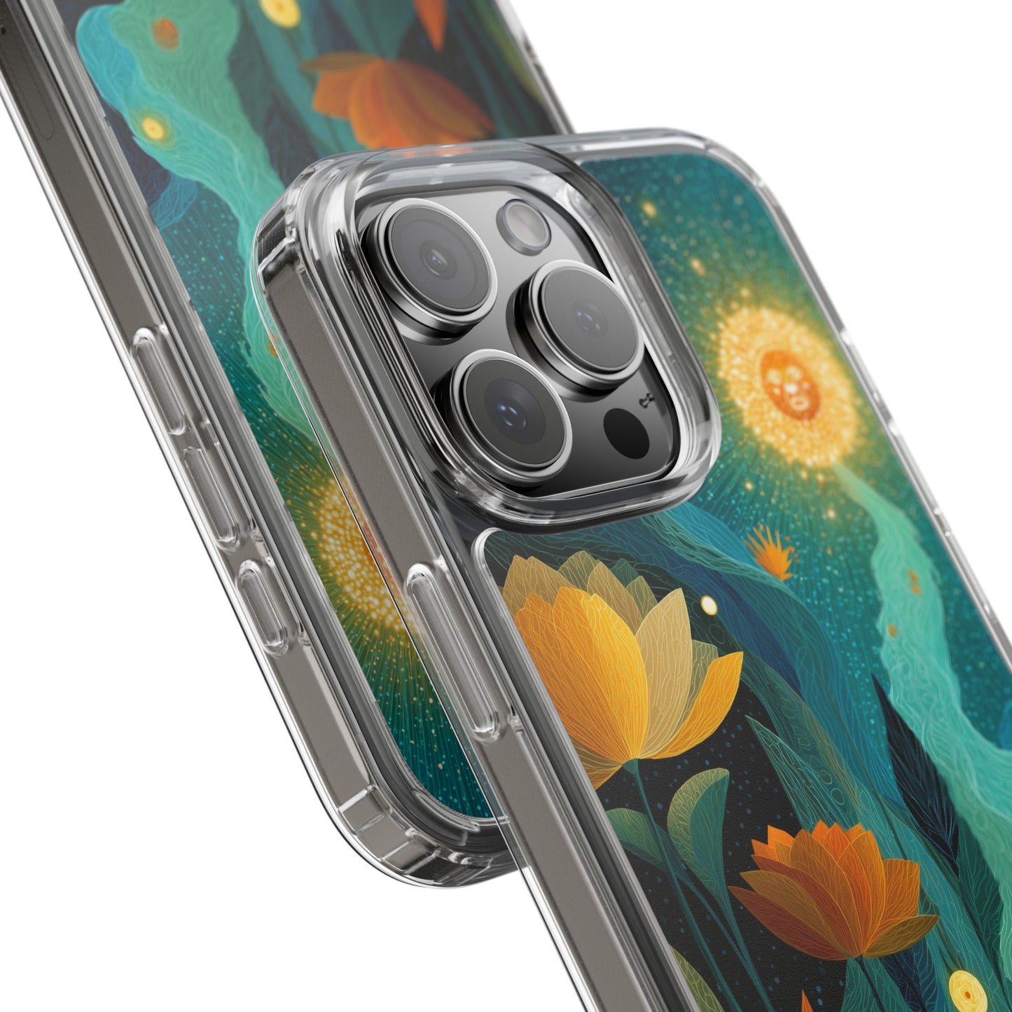 Deep Radiant Nature - Clear iPhone Case with Floral Design