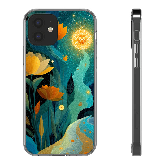 Deep Radiant Nature - Clear iPhone Case with Floral Design