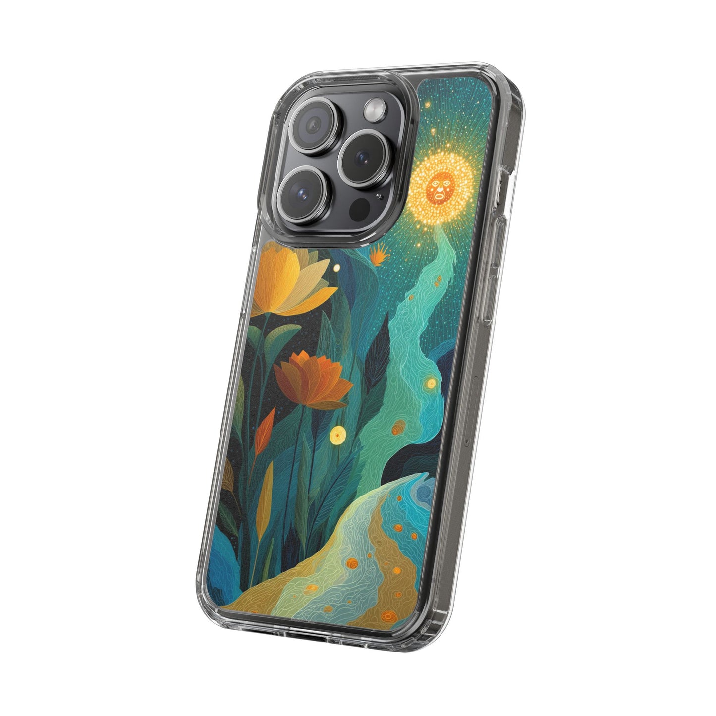 Deep Radiant Nature - Clear iPhone Case with Floral Design