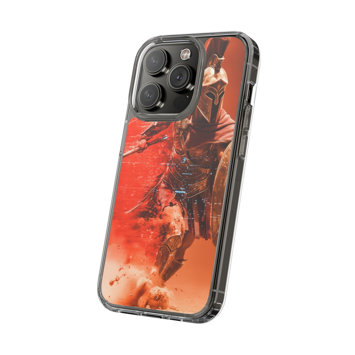 Spartan "Big Duster" Warrior Clear Phone Case - Unique Design for Protection & Style