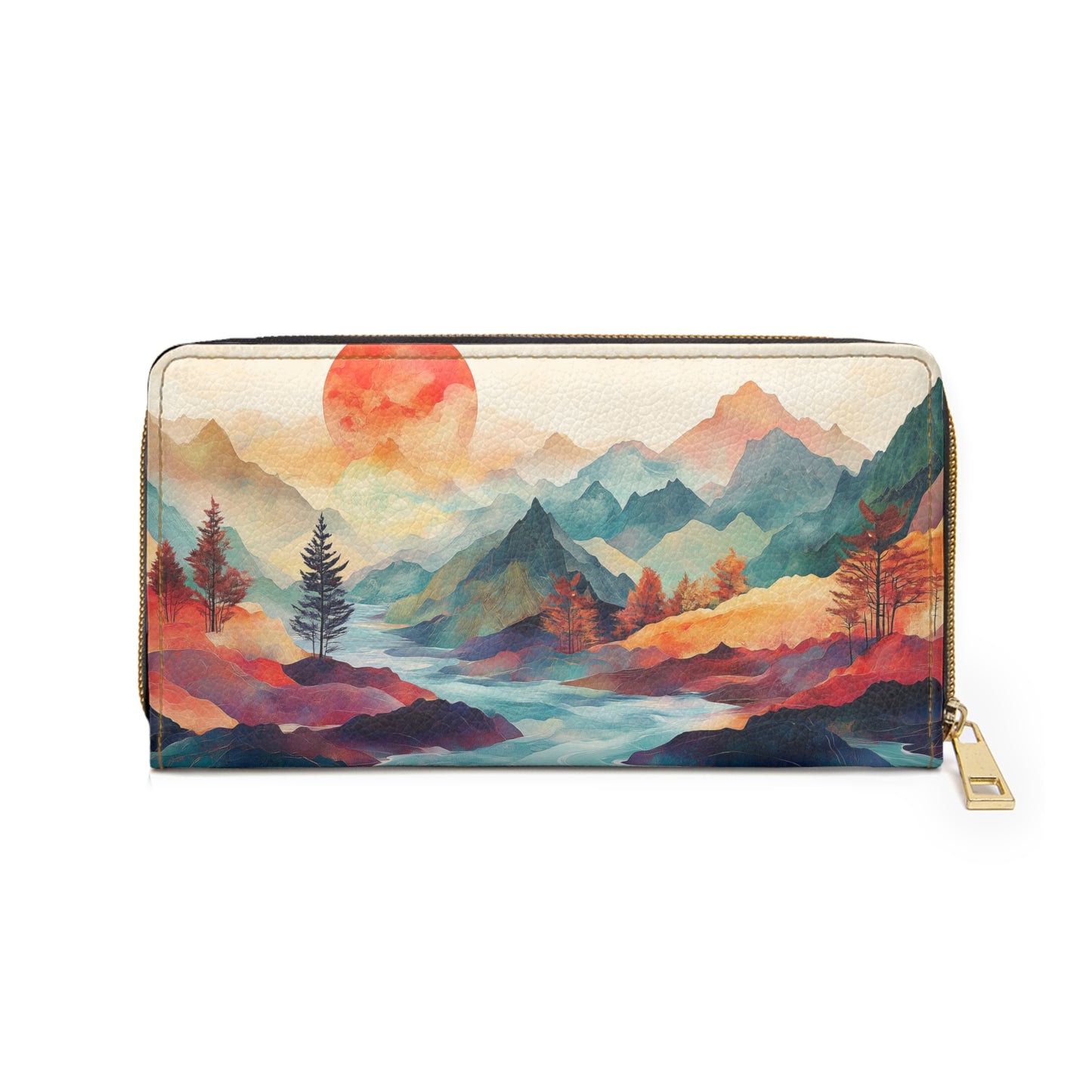 Landscape Cell Phone Clutch Wallet – Vibrant Mountain Sunset Design