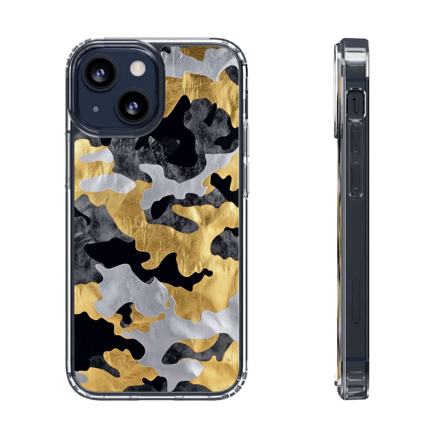 Metallic Gold Camo Clear Phone Case - Stylish Phone Cover