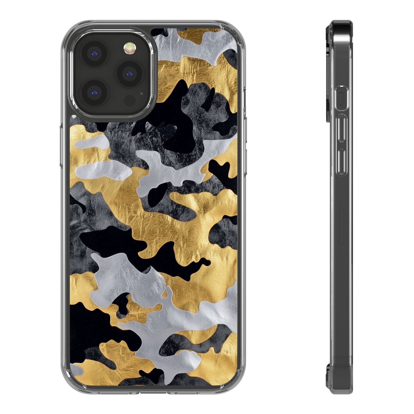 Metallic Gold Camo Clear Phone Case - Stylish Phone Cover