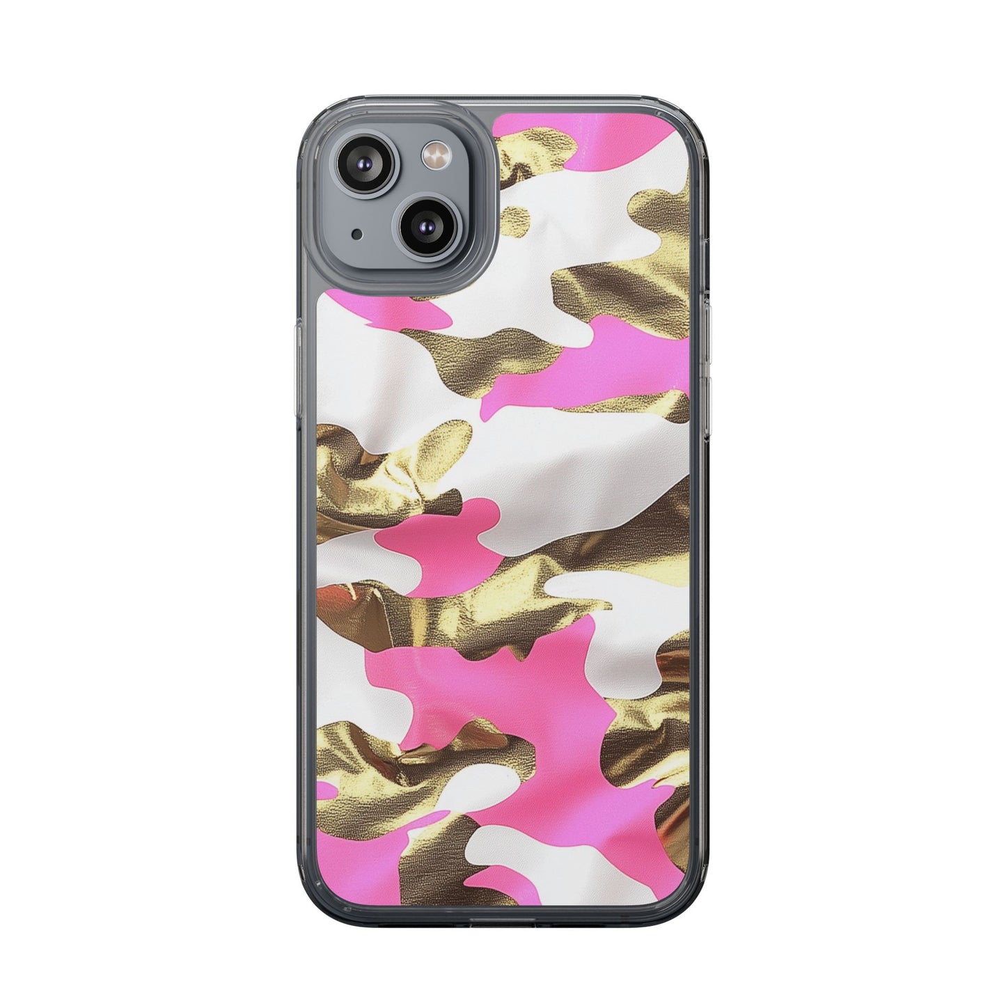 Gold and Pink Camo Phone Case – Stylish Clear Protective Design