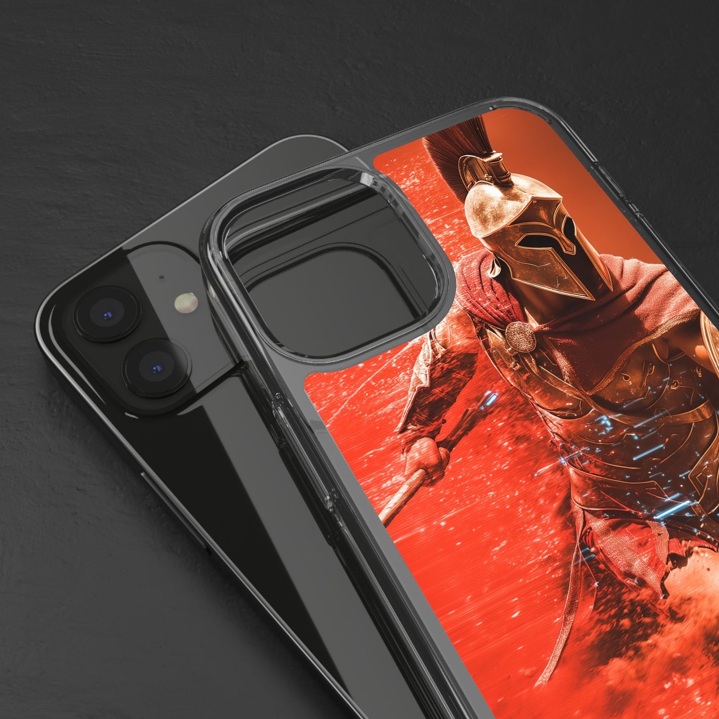 Spartan "Big Duster" Warrior Clear Phone Case - Unique Design for Protection & Style