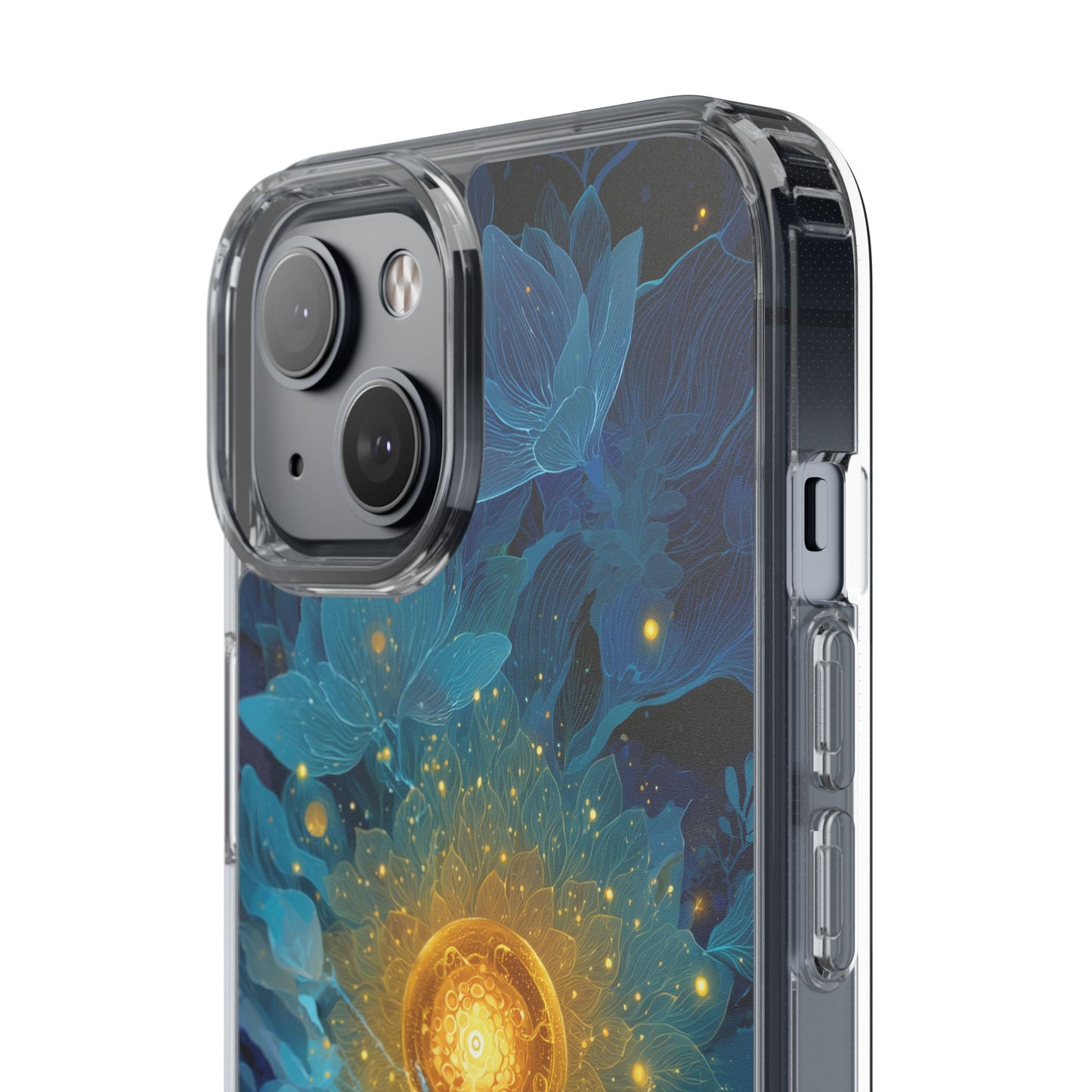 Celestial Nocturnal Bloom Clear Phone Case - Protective, Artistic Design for Nature Lovers
