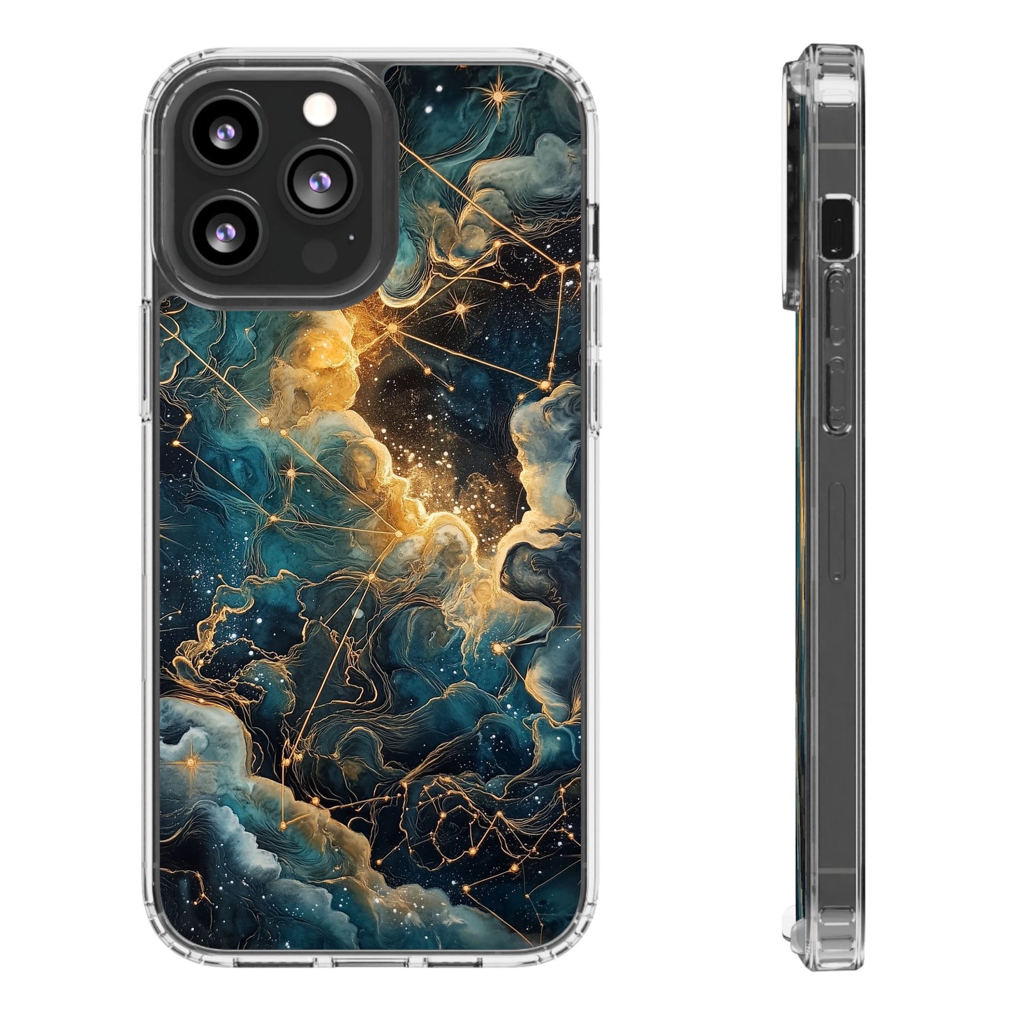 Celestial Clear iPhone Case – Starry Night Aesthetic with Cosmic Charm