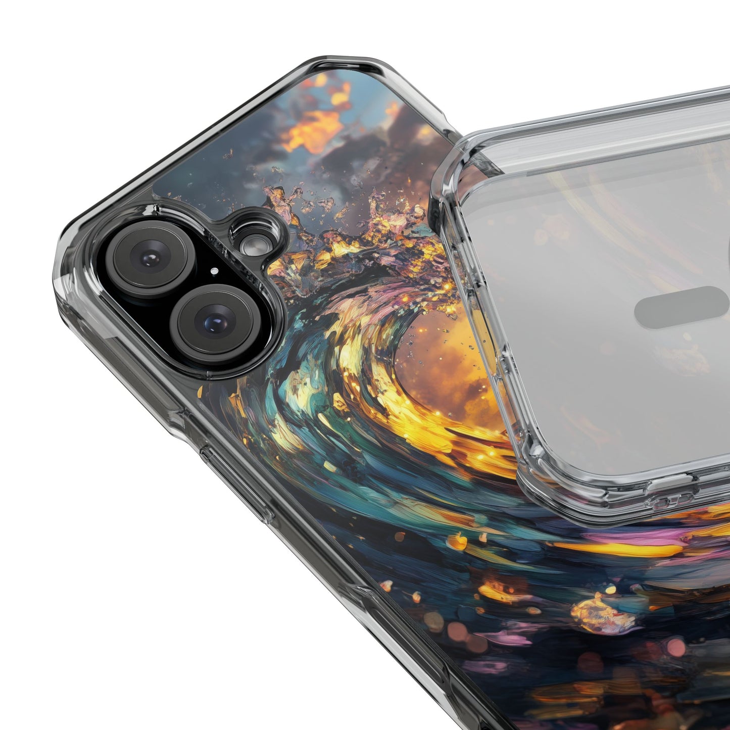 Iridescent Sunset Wave Magnetic Clear iPhone Case