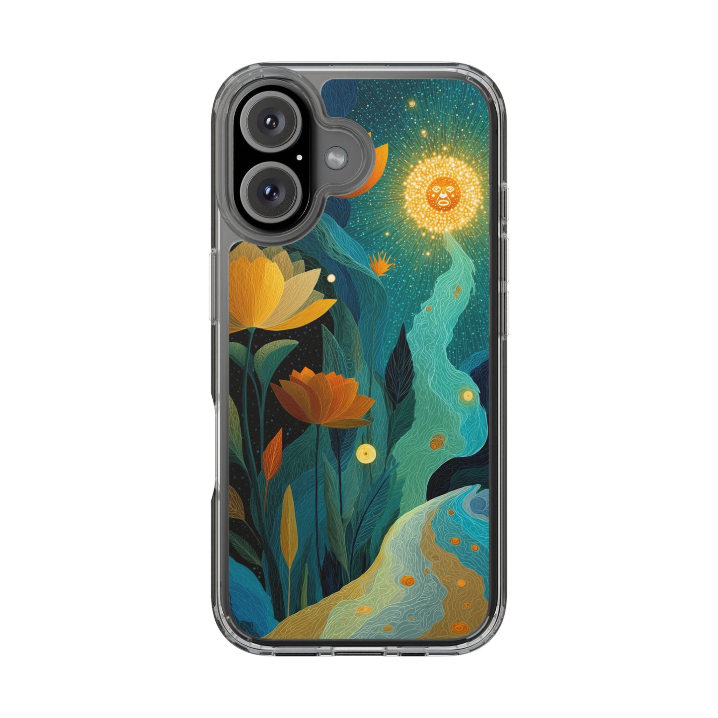 Deep Radiant Nature - Clear iPhone Case with Floral Design