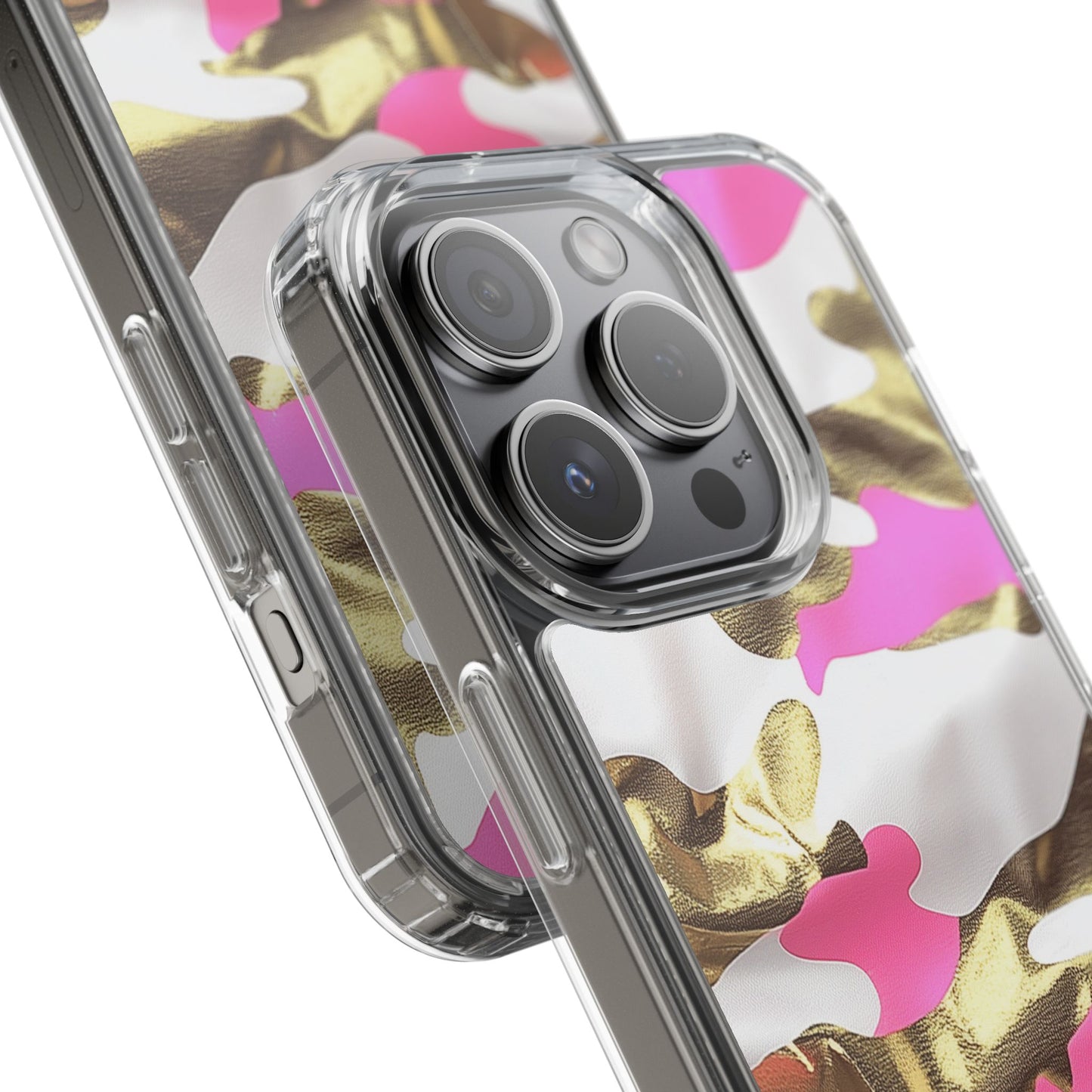 Gold and Pink Camo Phone Case – Stylish Clear Protective Design