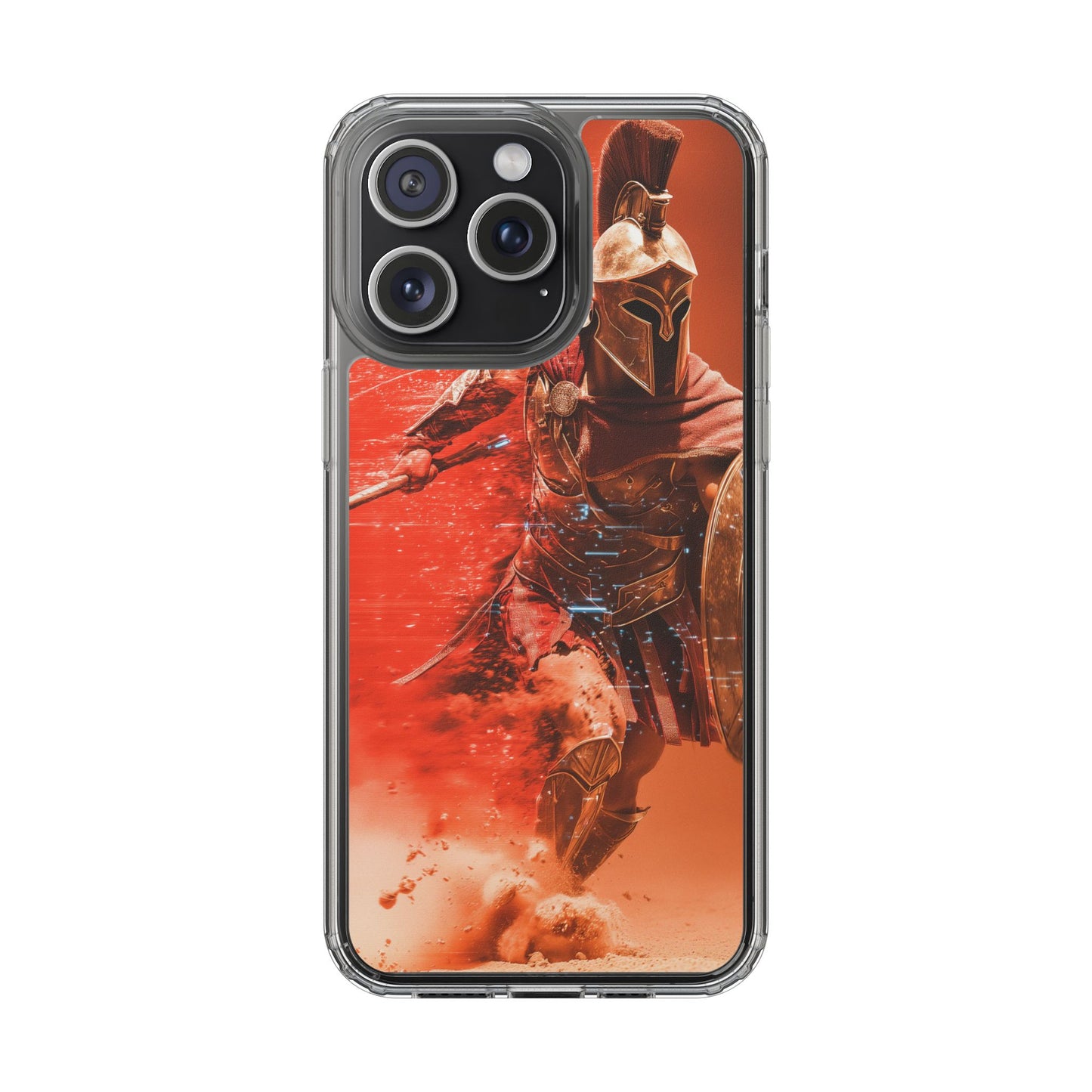 Spartan "Big Duster" Warrior Clear Phone Case - Unique Design for Protection & Style