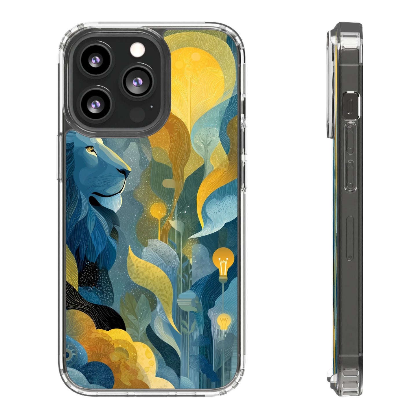 Artistic Lion Design Clear Phone Case | Nature-Inspired Protection for Animal Lovers