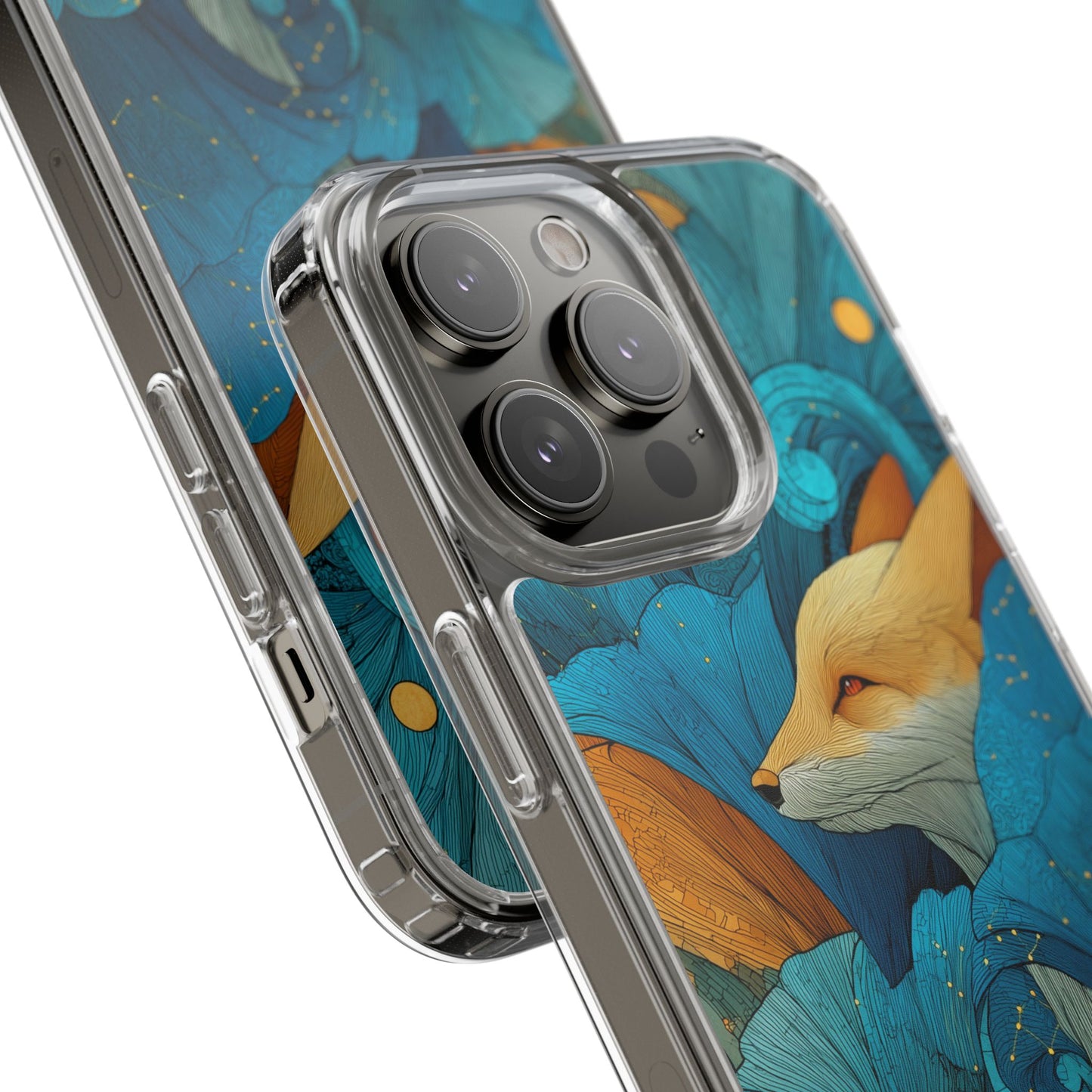 Vibrant Fox Clear Phone Case - Boho Floral iPhone Cover Nature Inspired Gift