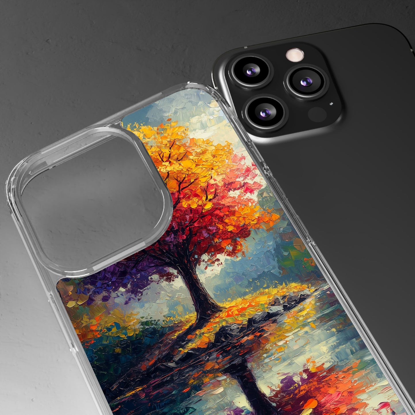 Autumn Landscape Phone Case - Clear Case with Vibrant Tree Design