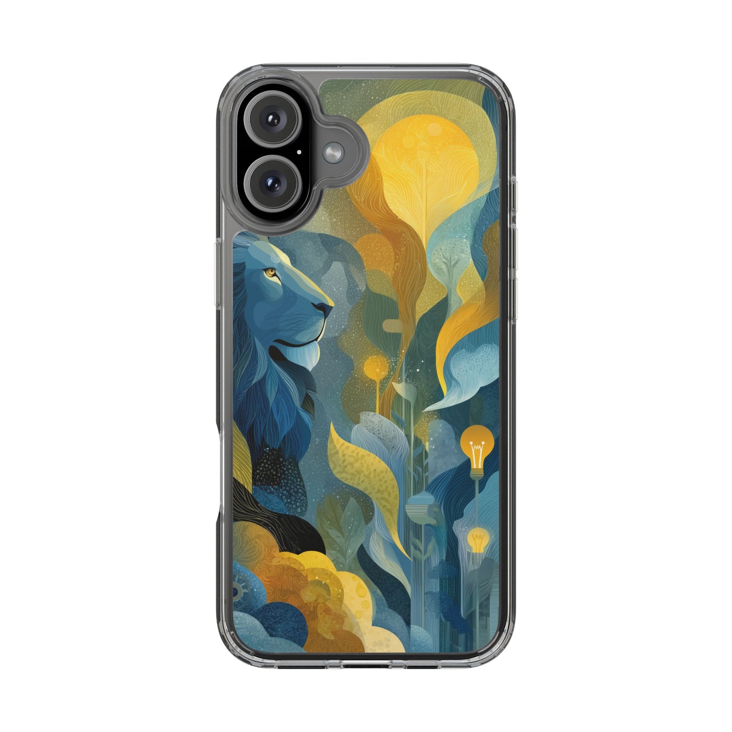 Artistic Lion Design Clear Phone Case | Nature-Inspired Protection for Animal Lovers