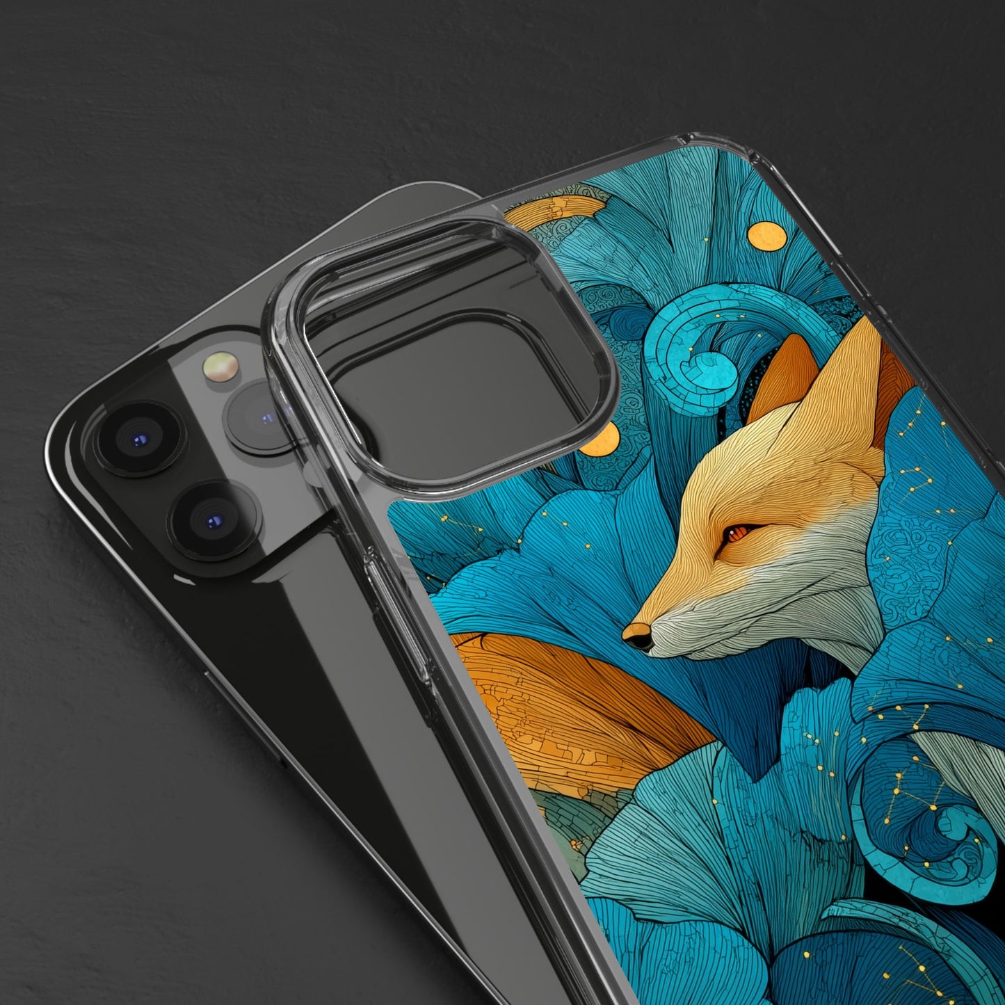 Vibrant Fox Clear Phone Case - Boho Floral iPhone Cover Nature Inspired Gift