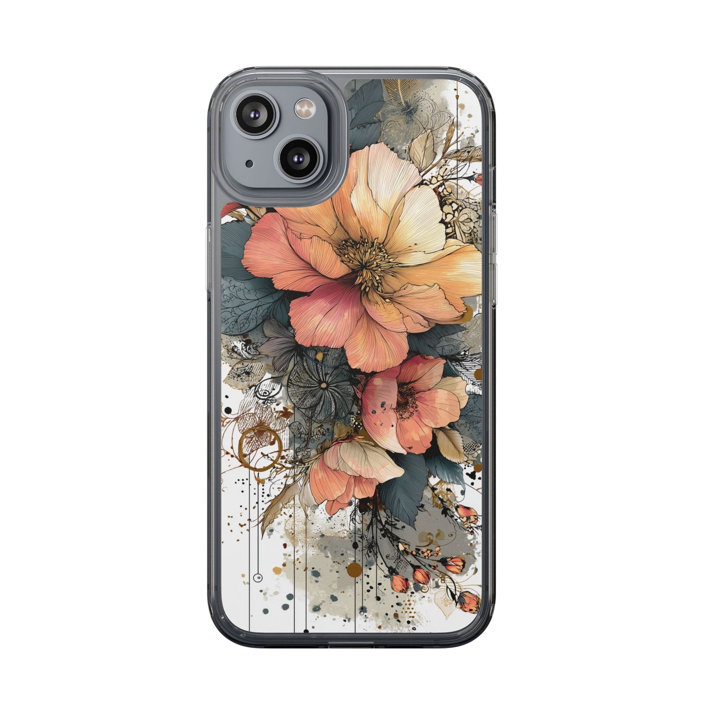 Floral Clear iPhone Case - Elegant Floral Boho Design